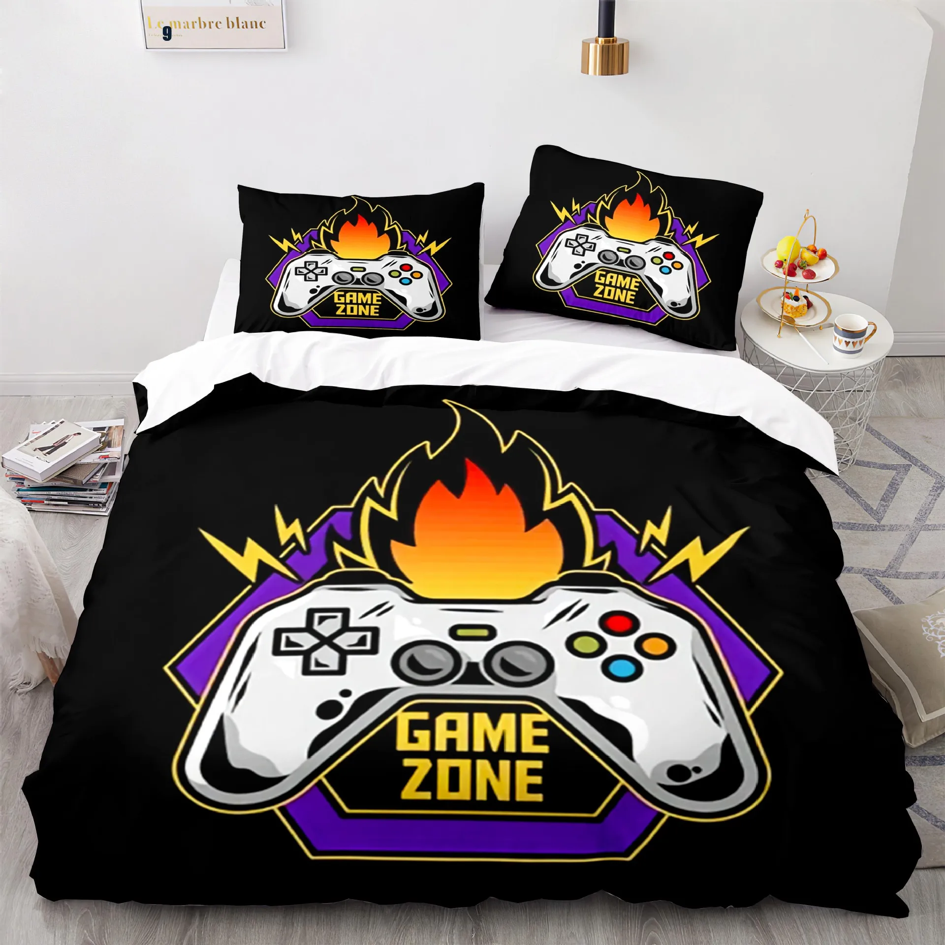 

Comforter Cover Gamepad Polyester Quilt Cover Gamer Duvet Cover Full Size Teens Gaming Bedding Set for Kids Boy Girl Video Games