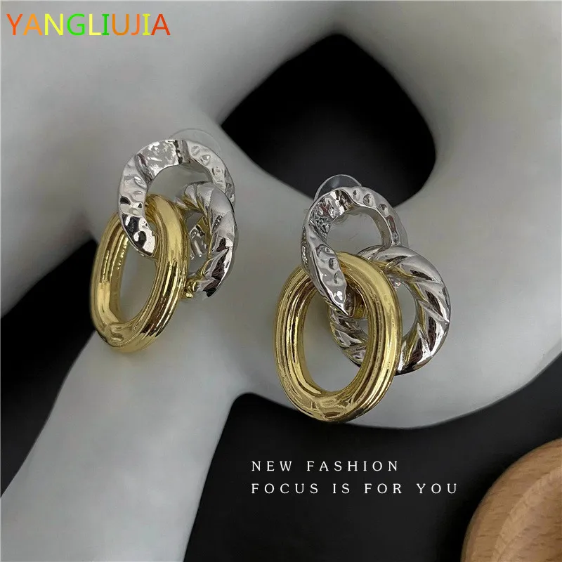 

Metal Circular Pendant Earrings European American Style Hip-hop Punk Personality Fashion Stud Earrings Woman Party Accessories