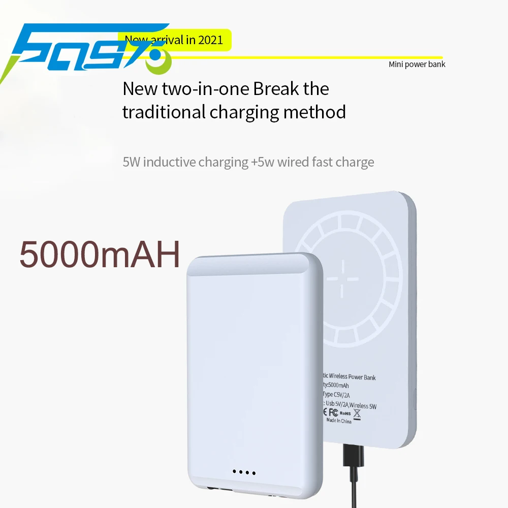 

6097 Power Bank 5000mAh 15W Magnetic Wireless Mobile Phone Fast Charger For iPhone 13 Pro Portable auxiliary Battery powerbank