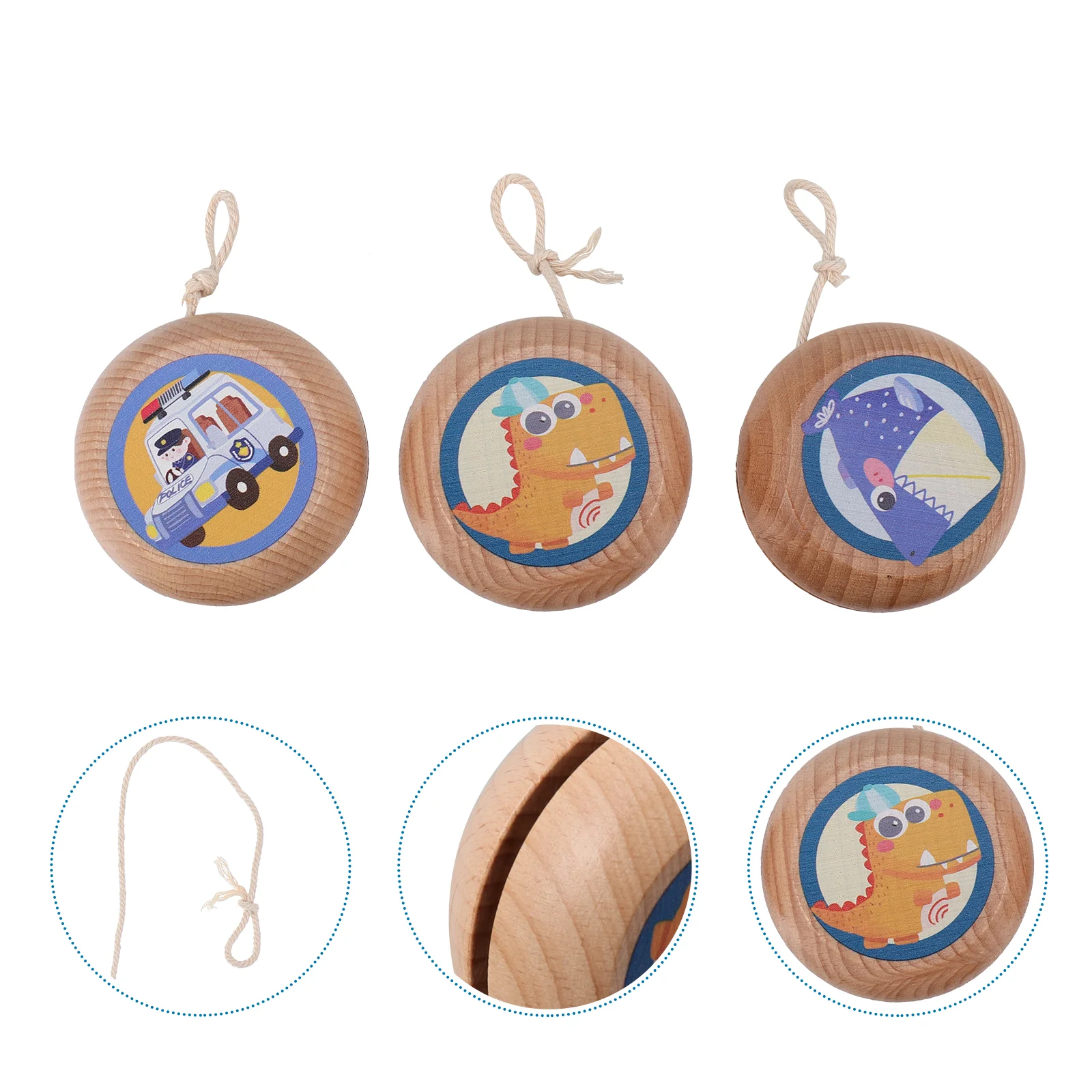 

3pcs Durable Useful Smooth Kids Toys Wooden Yo-yo for Flexibility Exercise Children's Gifts Passing Free Time