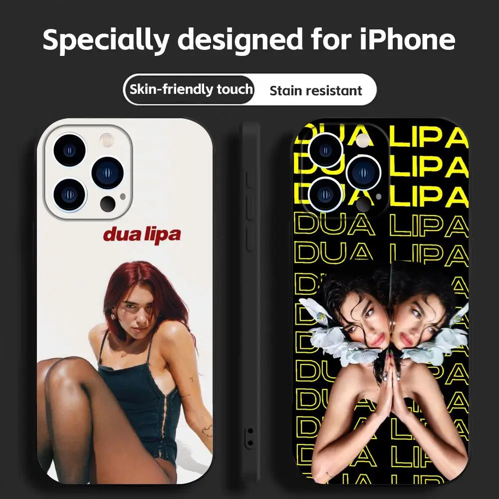 Фото Чехол для телефона с изображением певицы Дуа Липы для iPhone 18 17 16 15 14 13 12 11 Plus Mini Pro Max, мягкий черный ударопрочный чехол. №1