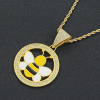 iced out cuban chains bling bling diamond animal hollowed bee rhinestone pendants mens necklace chain charm gold jewelry for men