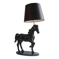 office table light deco animal statue high quality black resin horse statue lamps
