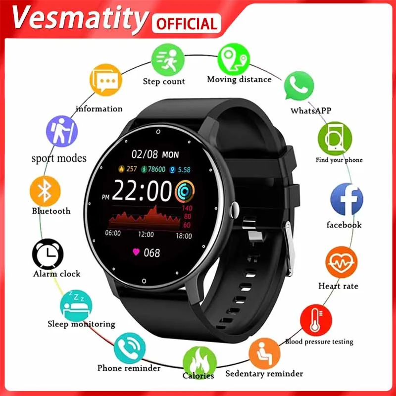 

Vesmatity ZL02D Smart Watch Bluetooth Phone Men Lady Sport Fitness Sleep Heart Rate Monitor Waterproof For IOS Android