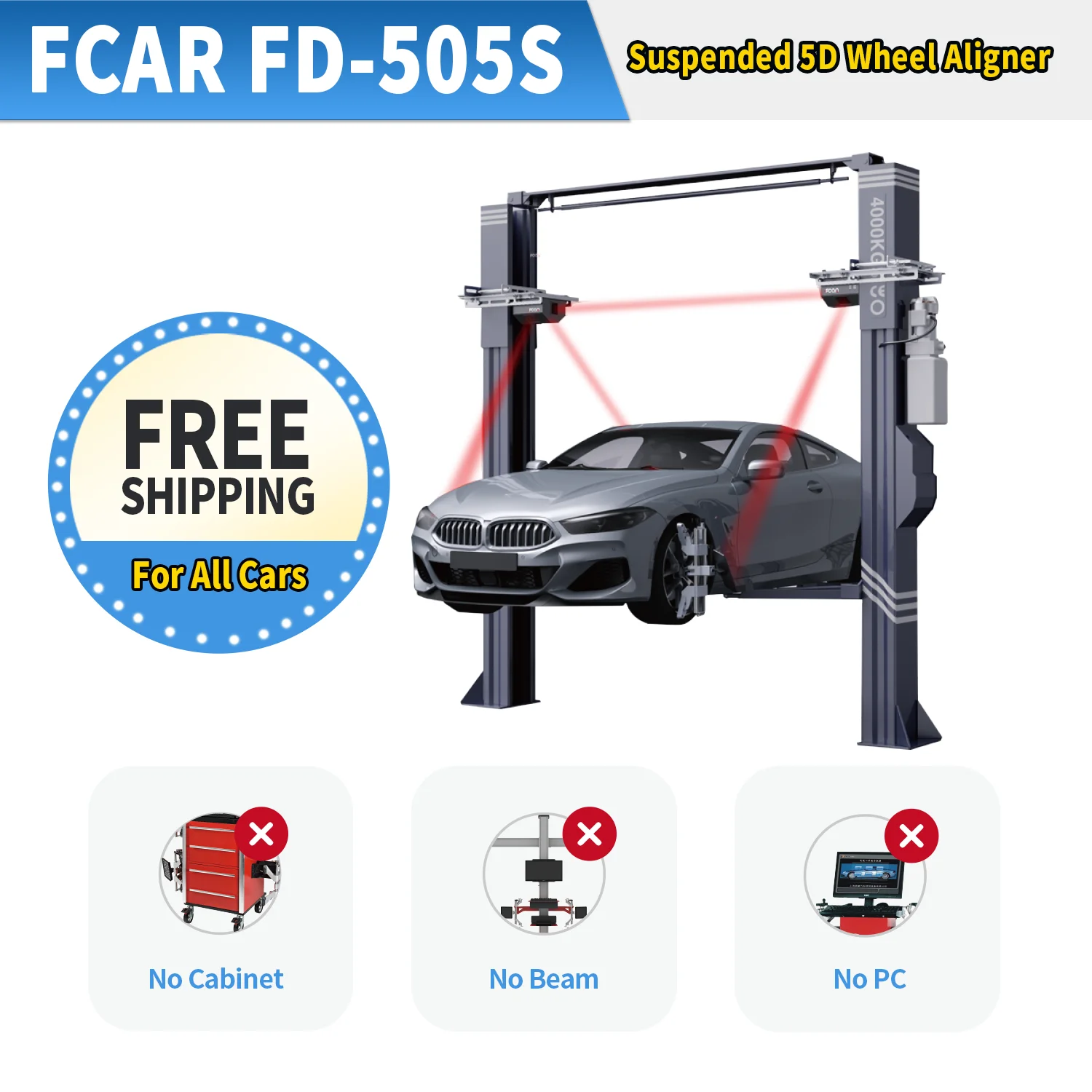 

FCAR FD505S Suspended Wheel Alignment Machine Portable Mini Auto Four-Wheel Calibration Software Free Update Workshop Tools