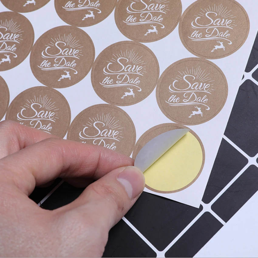 

1200Pcs Brown round DIY 35mm save the date sealing sticker for wedding anniversary sticker