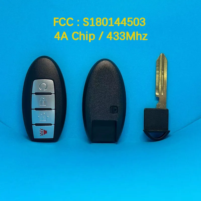 Фото CN027078 Aftermarket 4-кнопочный дистанционный контрастный брелок 4A чип 433 МГц FCC S180144503 для N-issan Kicks 2018+ №1