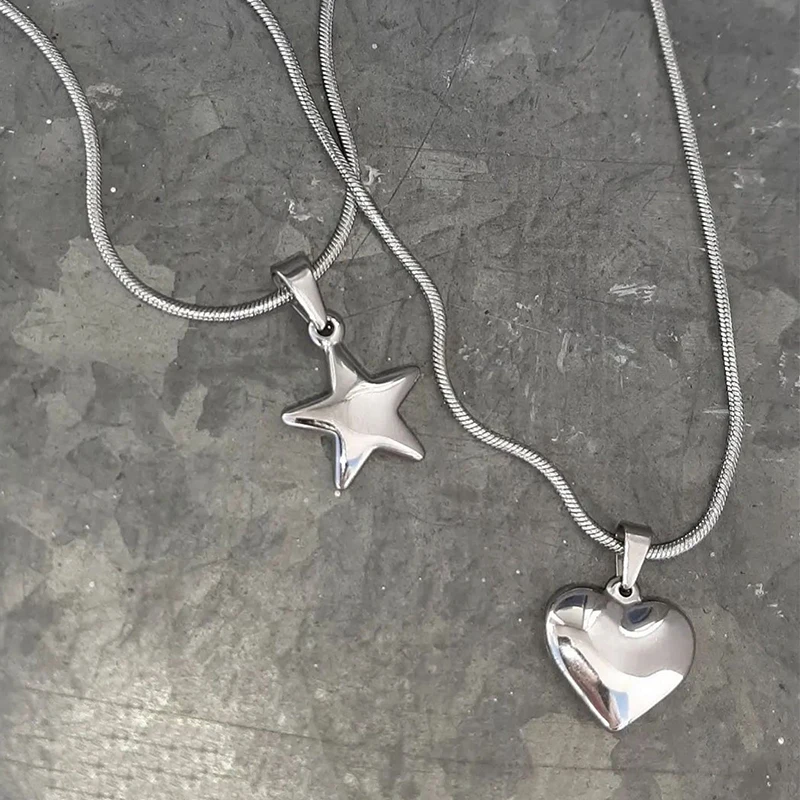 

Heart Pendant Necklace Korean Fashion Star Choker for Women Punk Gothic Chain Charm y2k Jewelry Aesthetic Party Girls Party