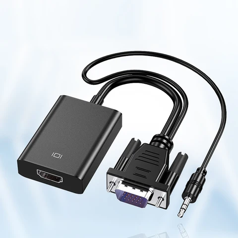 Переходник VGA-HDMI-совместимый со штекером на гнездо, кабель с аудио 1080P, адаптер VGA для ПК, ноутбука, проектора HDTV