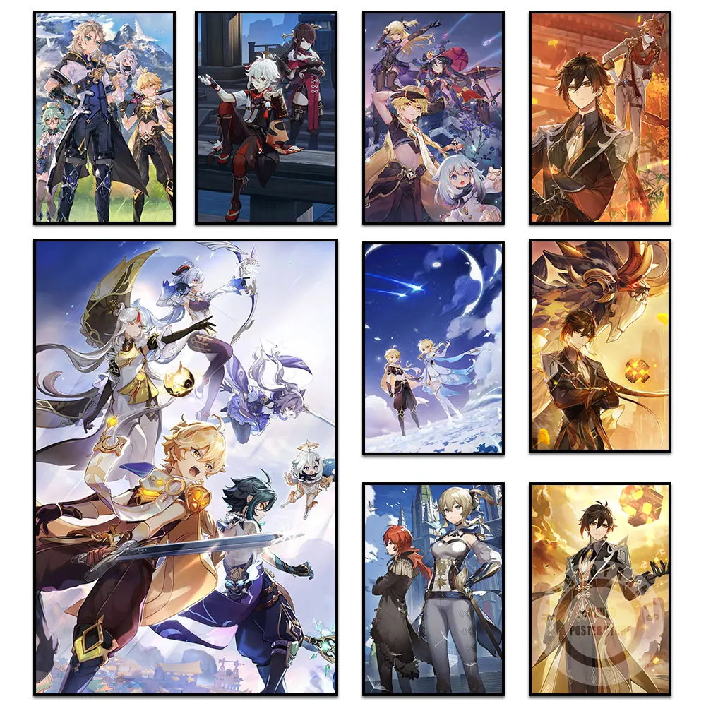 

Genshin Impact Anime Game Poster Prints HD Picture Print On Canvas Painting Wall Art Game Player Collection Room Home Decoration