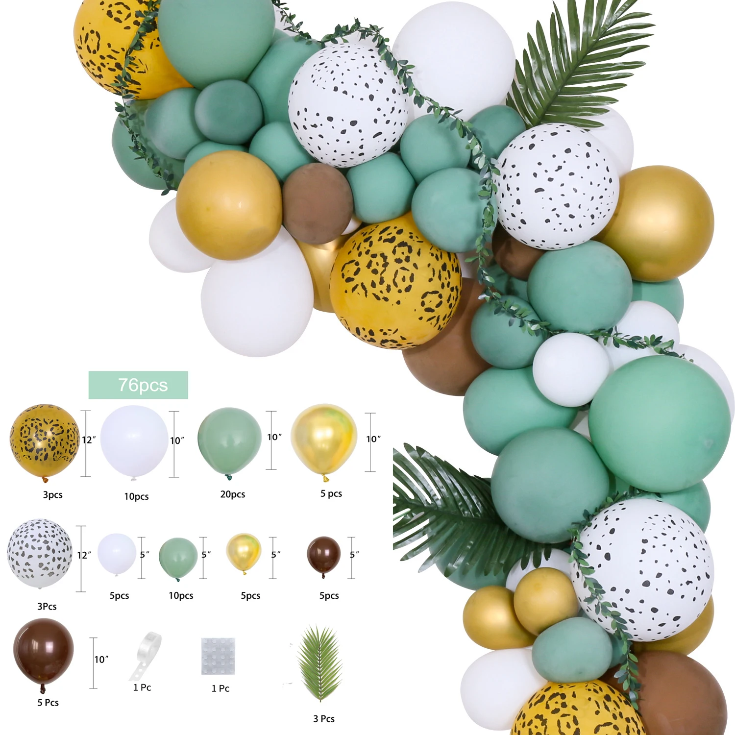 

Jungle Safari Theme Party Balloon Garland Kit Animal Balloons Palm Leaves for Kids Boys Birthday Party Baby Shower Decor
