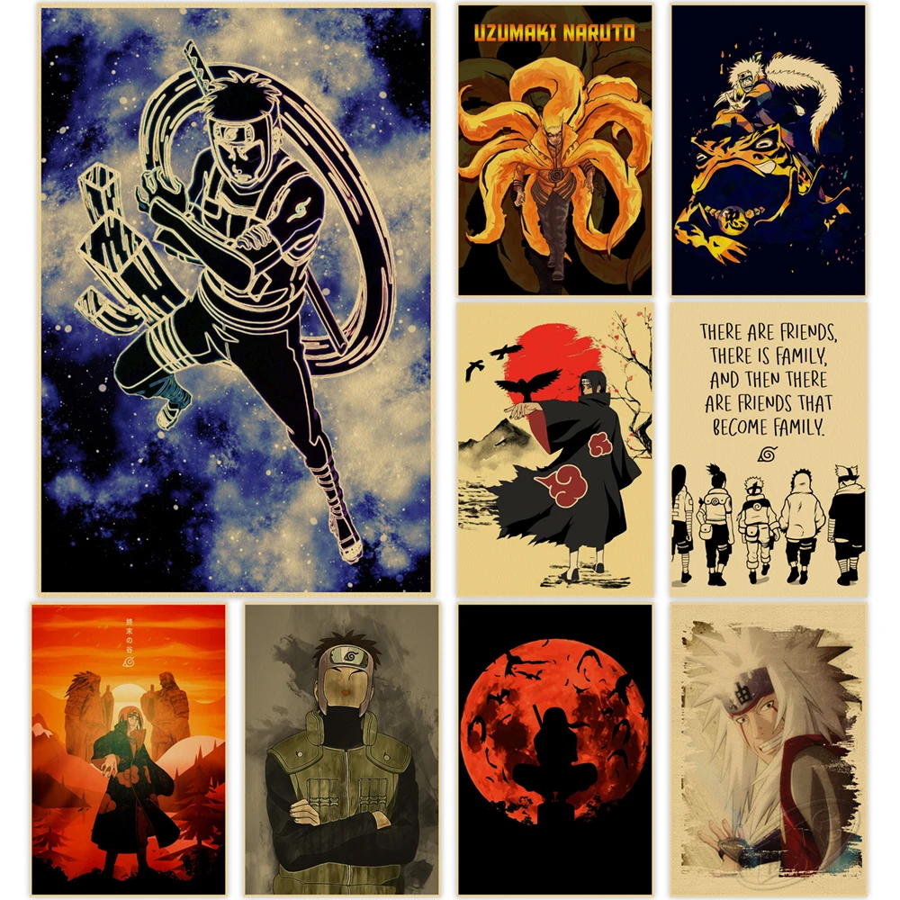 

Uzumaki Naruto Kraft Paper Anime Wall Artwork Uchiha Itachi Picture Oil Painting Mural Living Room Bedroom Decor Cudros 40x50cm