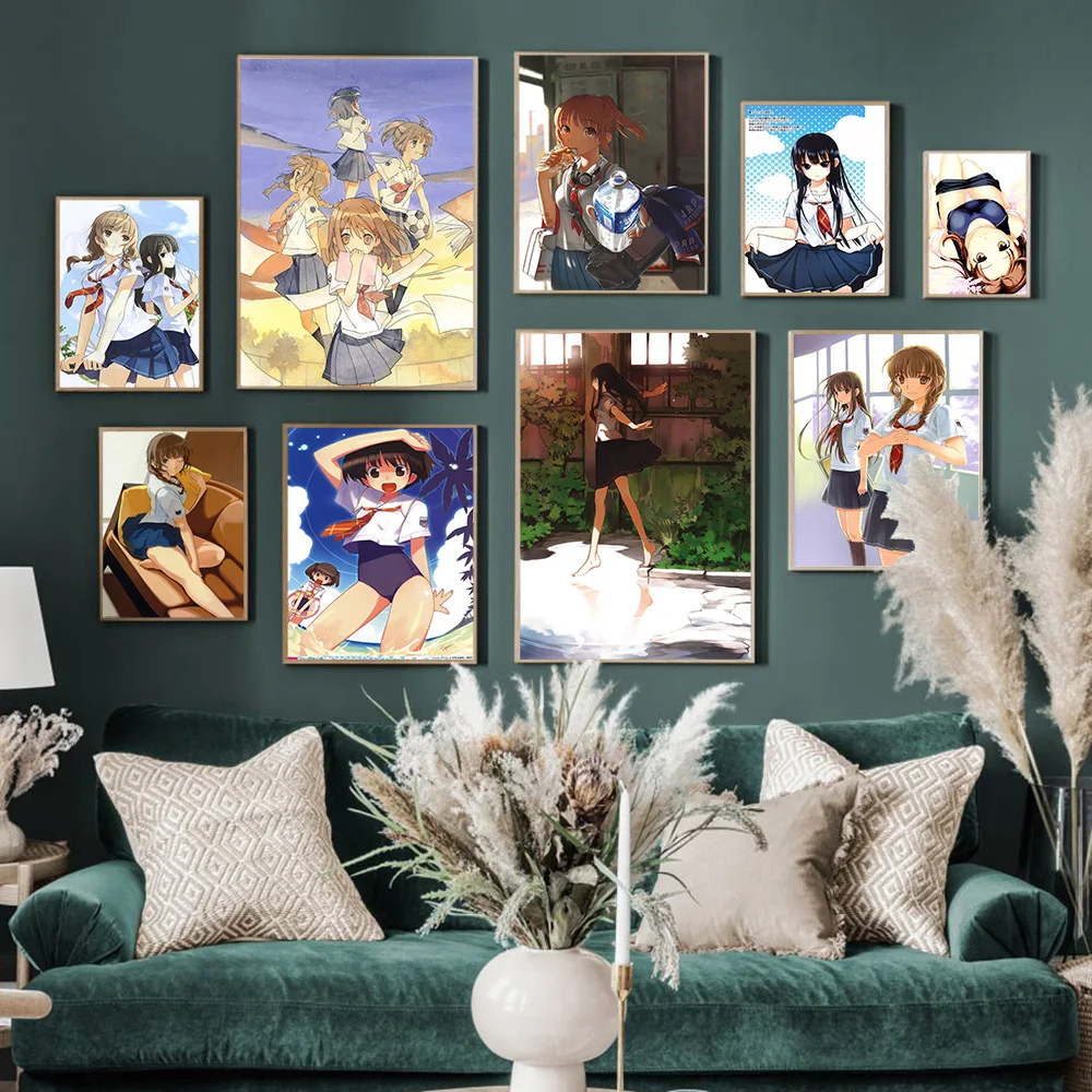 Японское аниме, художественный постер Kimikiss, Мультяшные наклейки на стену, манга, рисунок на холсте, Декор