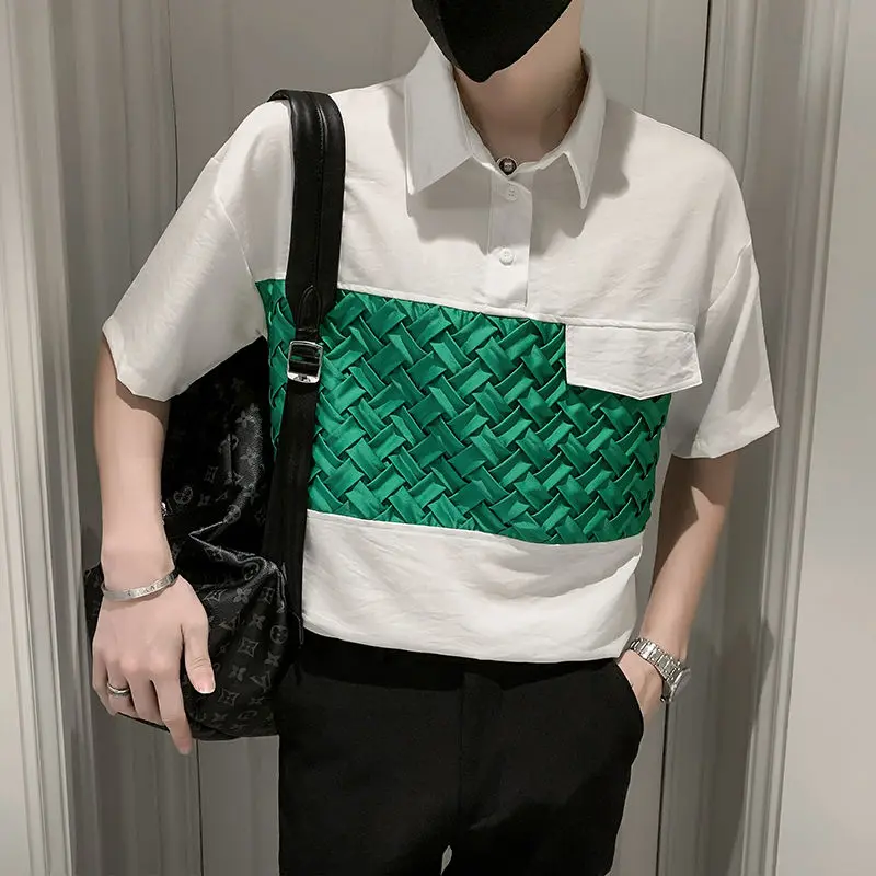 Men's Short Sleeve Shirt Net Red Tide Brand Lapel T-shirt Half Sleeve Polo Shirt 2022 New Loose T-Shirt