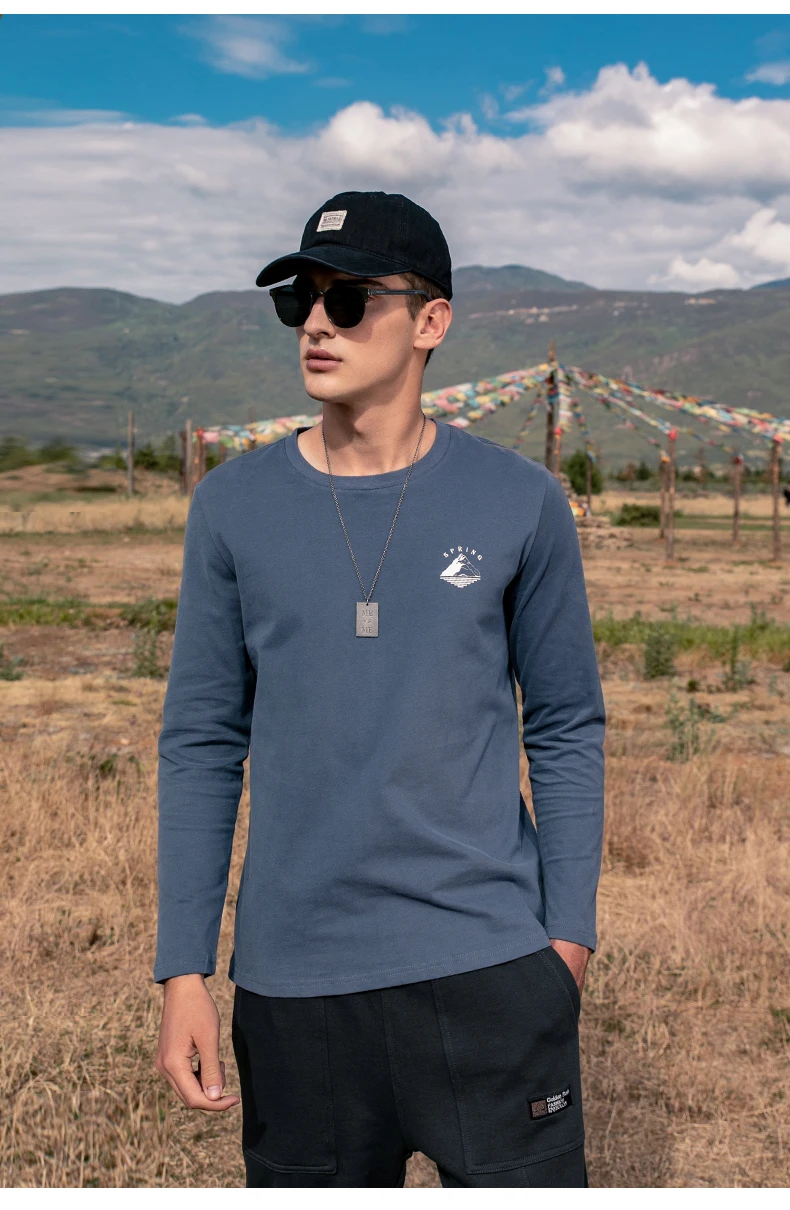 

6521 2022 spring and autumn new long-sleeved T-shirt men's simple letter printing t-shirt men's