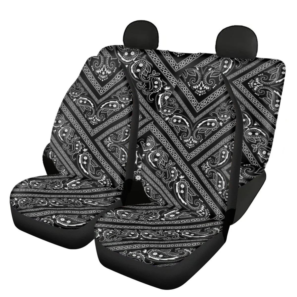 

Ethnic Pattern Front and Back Car Seat Covers Full Set of 4 3D Printing Vehicles Interior Elastic Seat Covers Anti-Slip Protect
