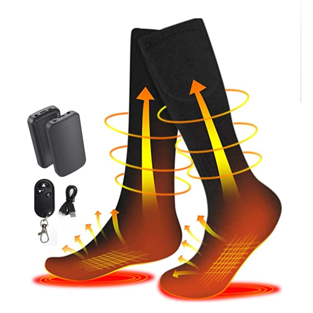

New Heated Socks Remote Control Electric Heating Socks 3 Heats Adjustment Rechargeable Thermal Winter Foot Warmer For Men Women