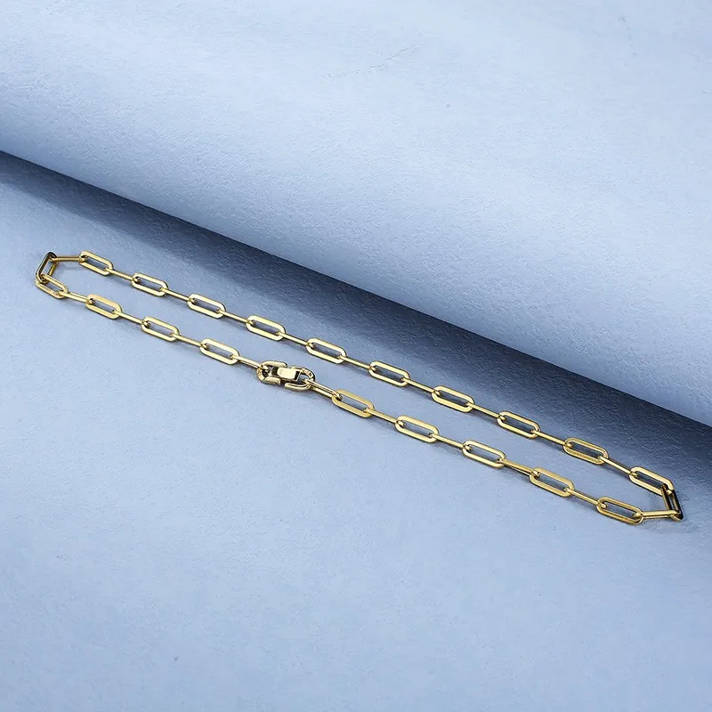 Очаровательное колье Fongten в стиле хип-хоп цепочка из нержавеющей стали золотого