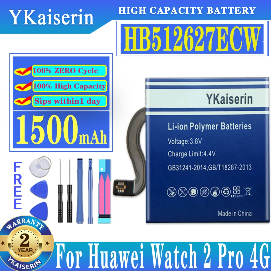 

YKaiserin Replacement Battery HB512627ECW 1500mAh For Huawei WATCH 2 Pro 4G /WATCH2 Pro 4G Batterij + Track NO