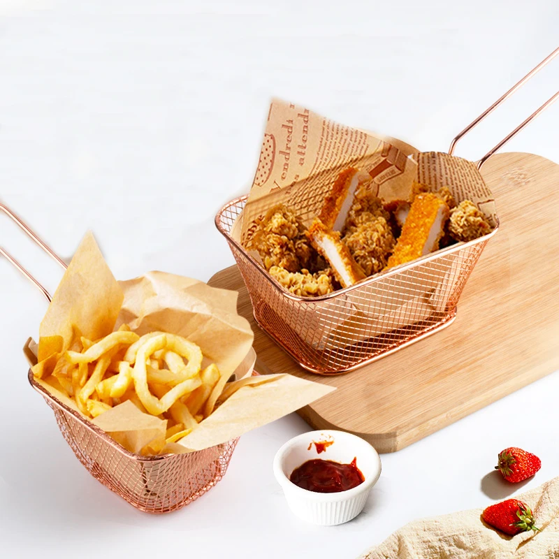 

Stainless Steel Storage Basket Deep Chips Fry Baskets Food Presentation Strainer Potato Cooking Tool Chef Basket Colander Tool