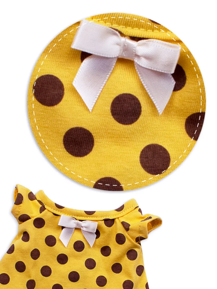 Одежда для Басика BABY 20 см. Комбинезон желтый в коричневый горох. BUDI BASA. OBB-065 |