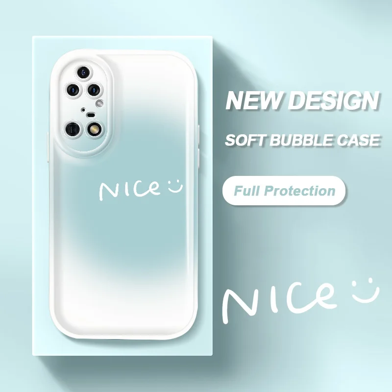 

For Huawei P50 Pro P50E P40 4G 5G P30 Pro P20 Case smiling face Bubble Phone Cover Soft Silicone Anti-fall Shell