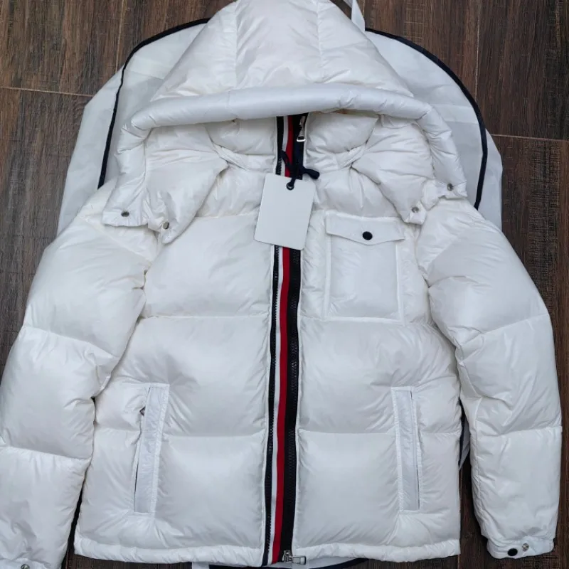 Зимний мужской пуховик с капюшоном лямка двойная молния пушистое теплое пальто