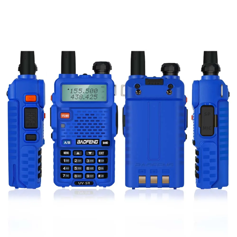 2pcs Baofeng Walkie Talkie Uv-5r Blue Dualband Two Way Radio VHF/UHF 136-174MHz & 400-520MHz Portable Transceiver with Earpiece