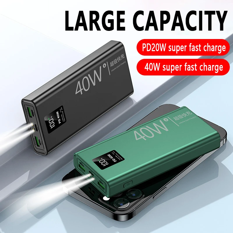 

New 40w Super Fast Charging Large Capacity 20000 mAh Power Bank Two-way Fast Charging Digital Display External Battery QC3.0
