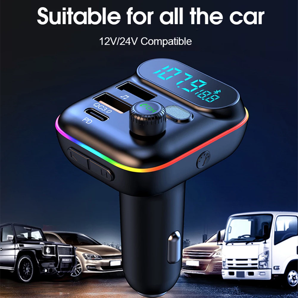 

Car Radio AUX PD Charger Bluetooth 5.0 QC3.0 FM Transmitter Wireless USB Adapter Car Electronics Accessories