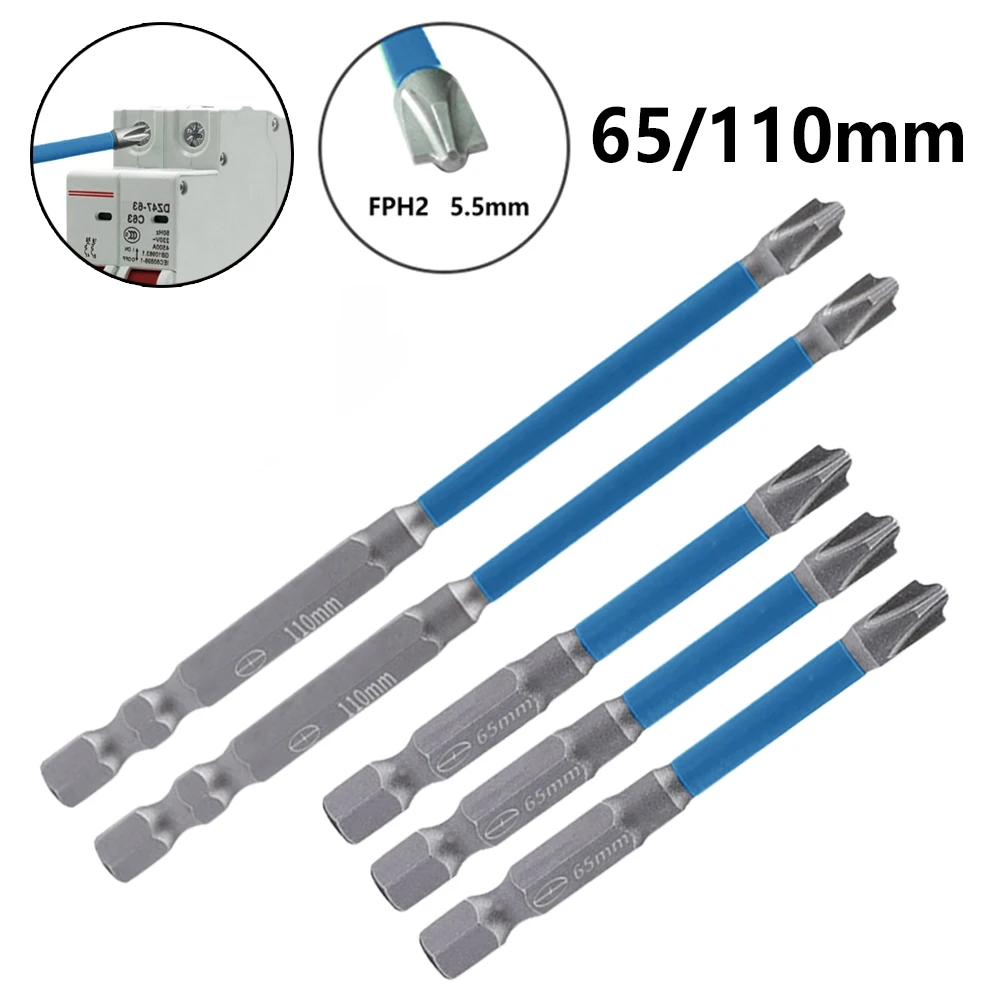 

5PCS FPH2 Magnetic Special Cross Screwdriver Bit Nutdrivers Non-Slip Batch Head For Socket Switch Electrician Power Tool