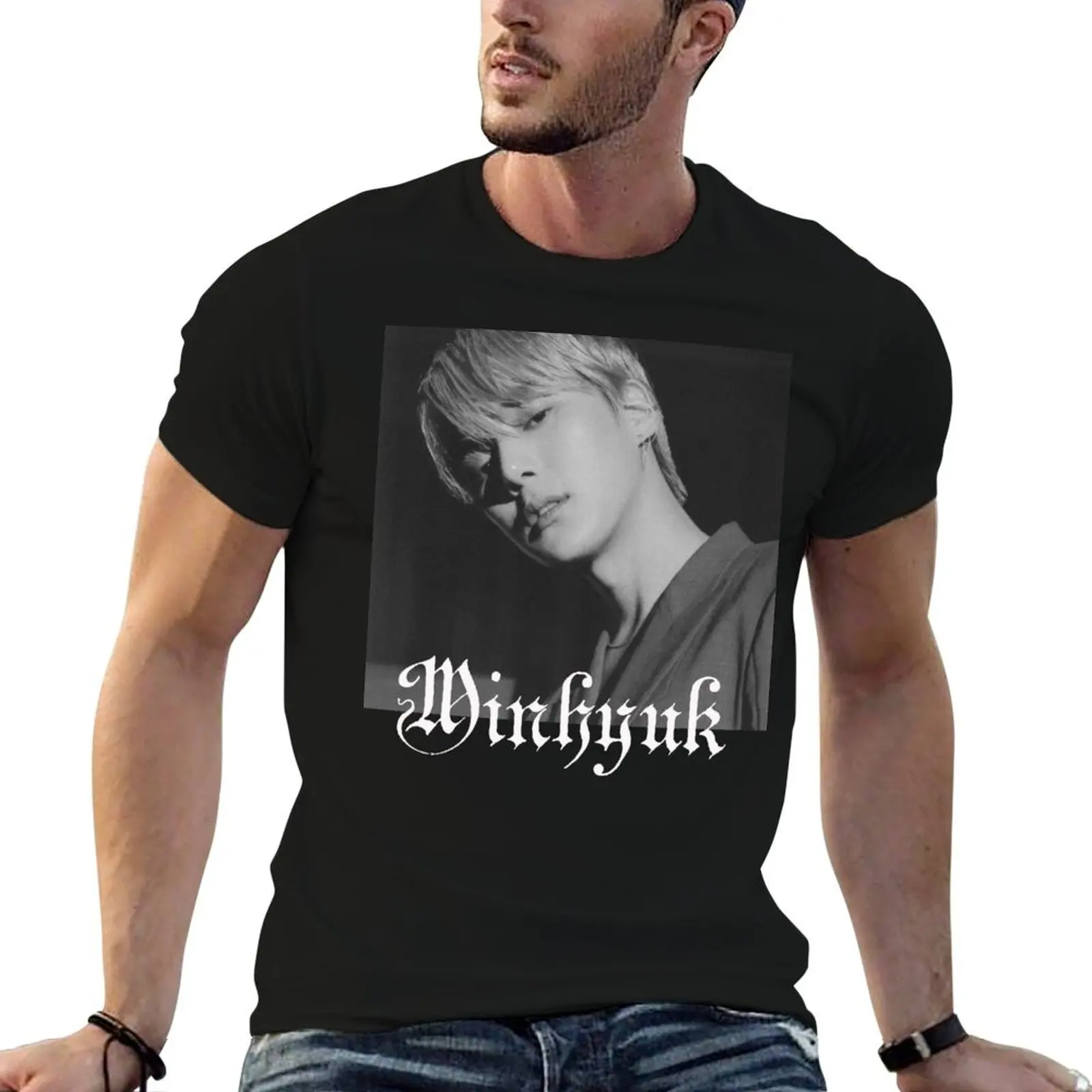 Футболка Minhyuk Monsta X эстетическая одежда черная винтажная рубашка в стиле аниме