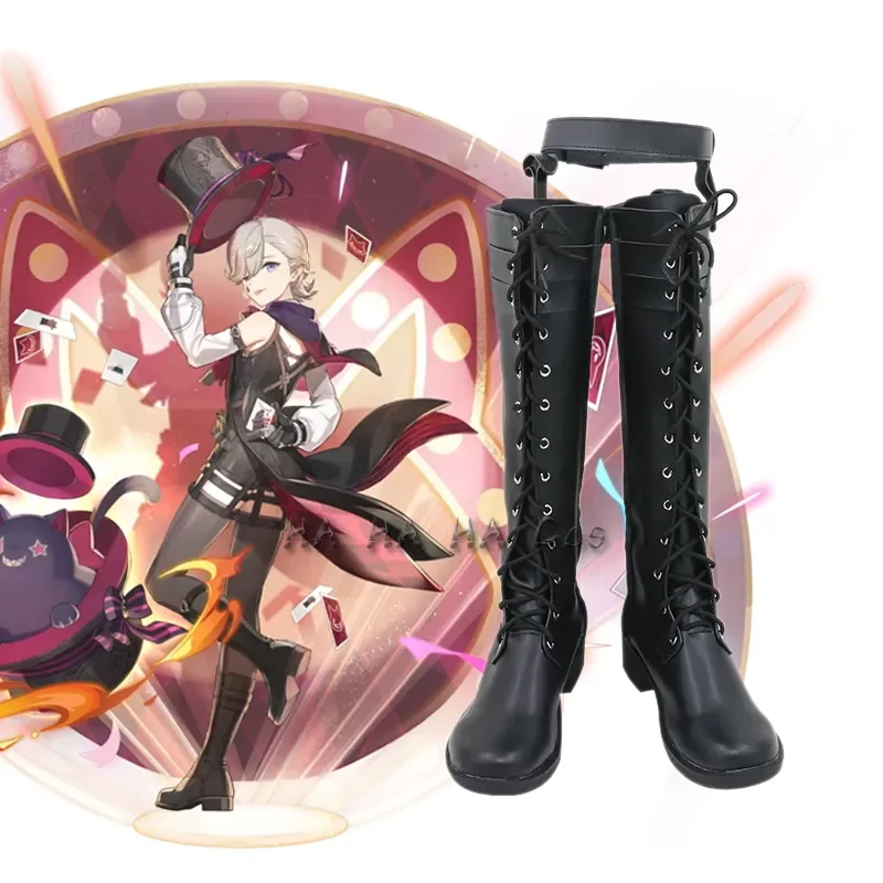 

Игровые ботинки для косплея Lyney Genshin Impact, Фонтейн, двойная ролевая игра, униформа на Хэллоуин, одежда для карнавала, вечеринки Prop для женщин и мужчин