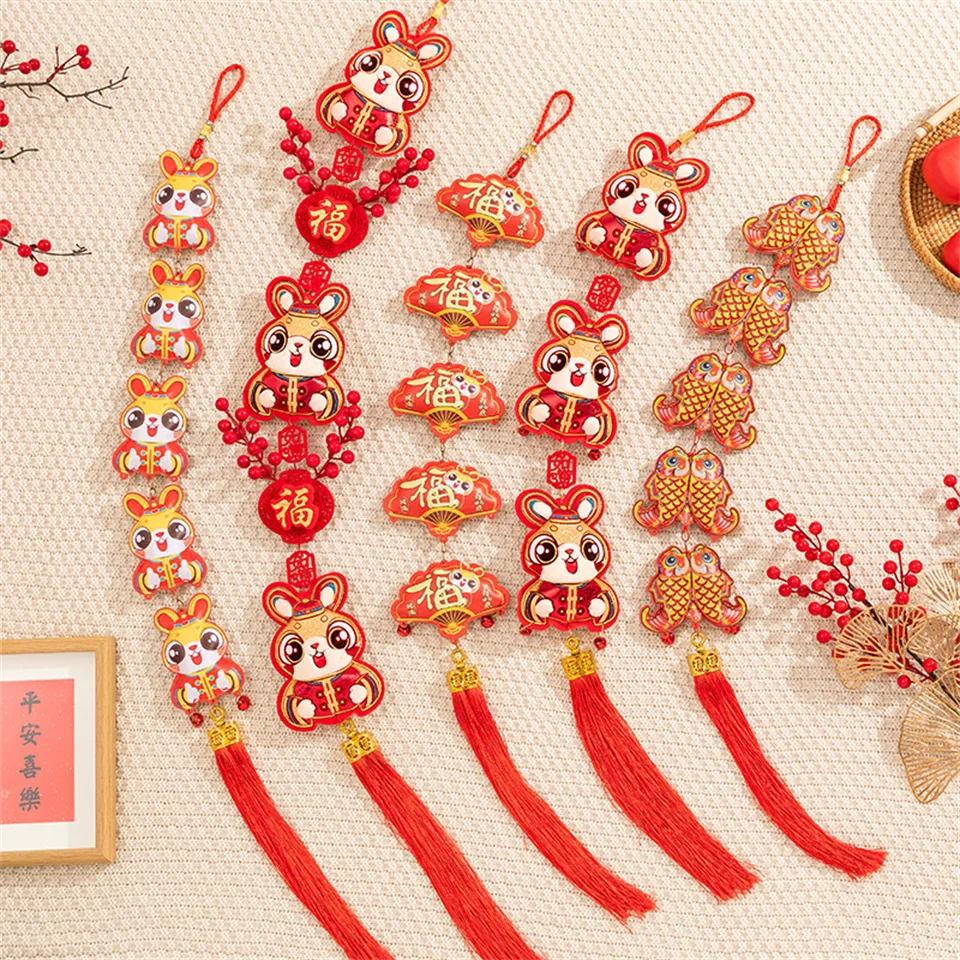 

2023 Spring Festival Decoration Rabbit Strings Pendents Wall Hanging Ornaments China New Year Decor For Home Living Room
