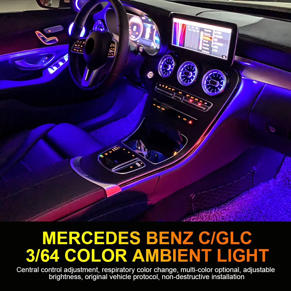 Для Mercedes Benz светодиодные вентиляционные отверстия RGB управления автомобилем