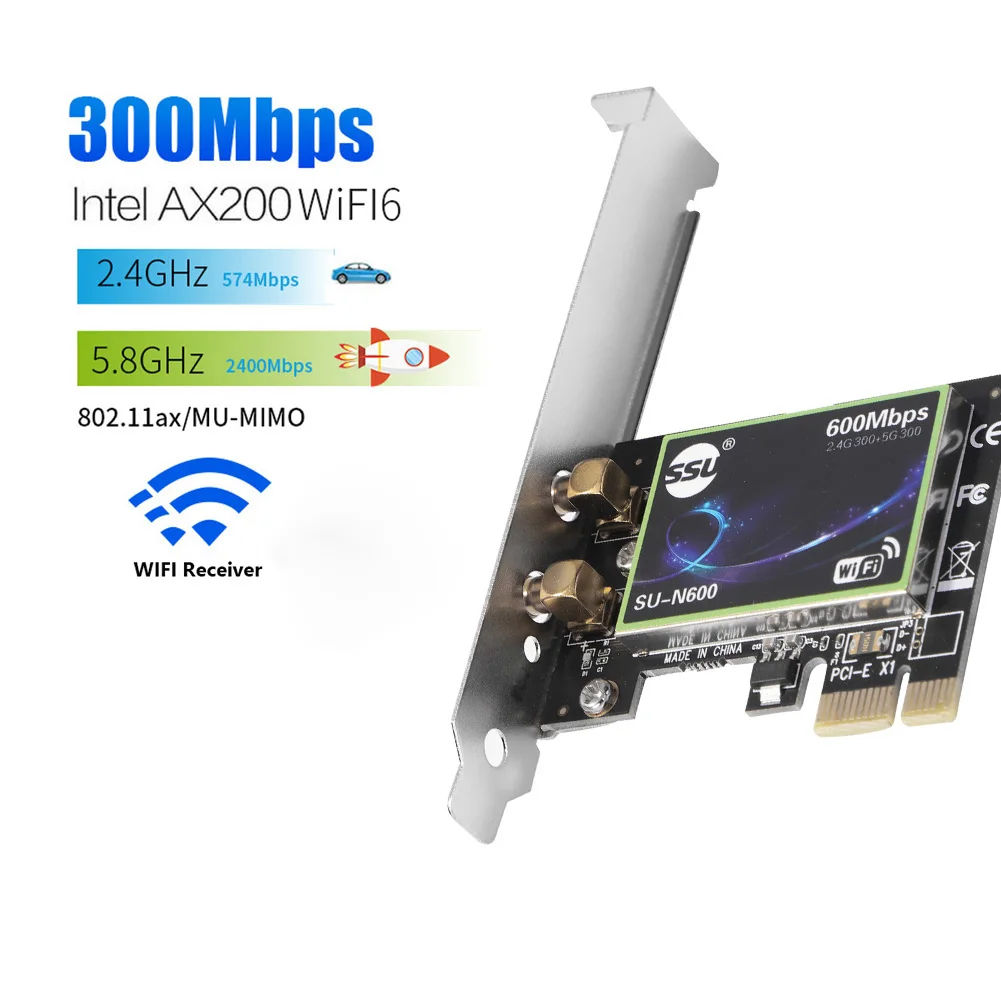 

3000Mbps WiFi 6 Intel AX200 PCIe Wireless Network Adapter Dual Band 2.4G/5Ghz 802.11AX/AC WiFi Card For PC Desktop Windows10