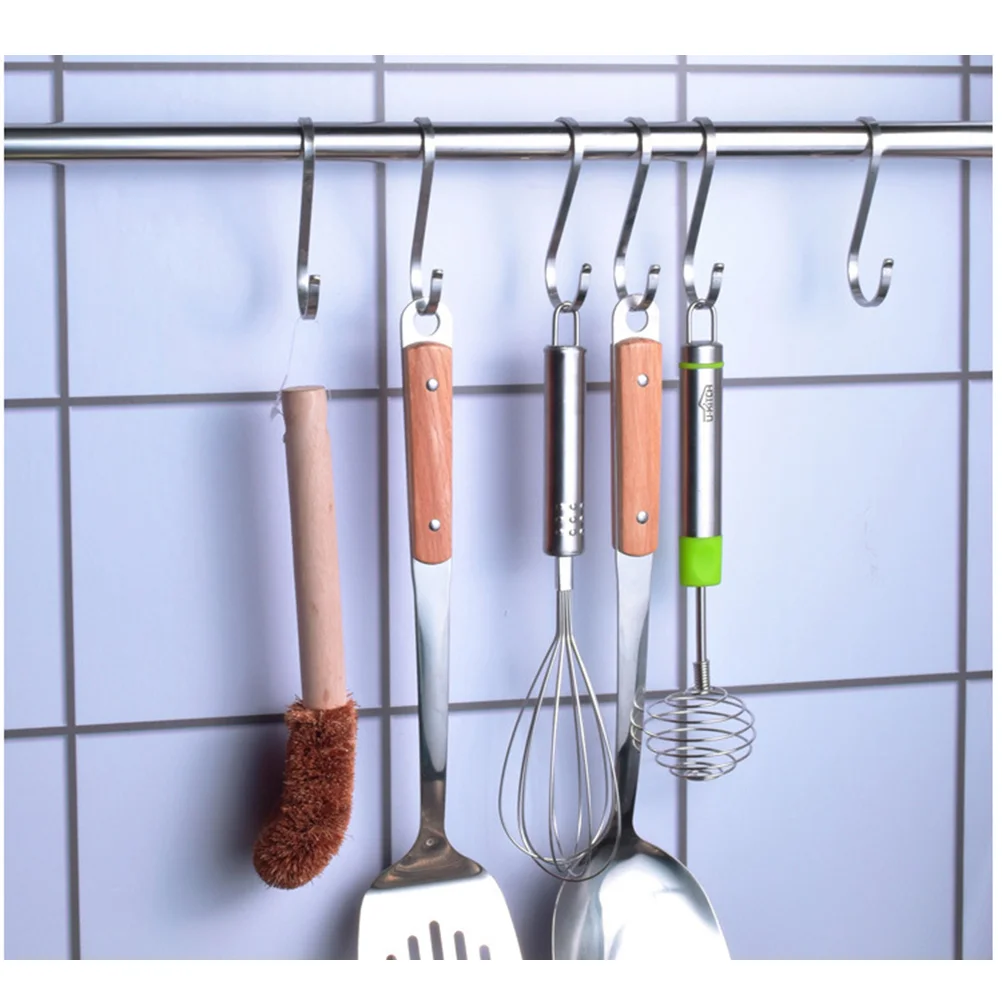 

10pcs Flat Hooks Stainless Steel Metal Hangers Pan Pot Holder Kitchen Utencil Rack for Cabinet Closet Bathroom Wardrobe 19x19MM
