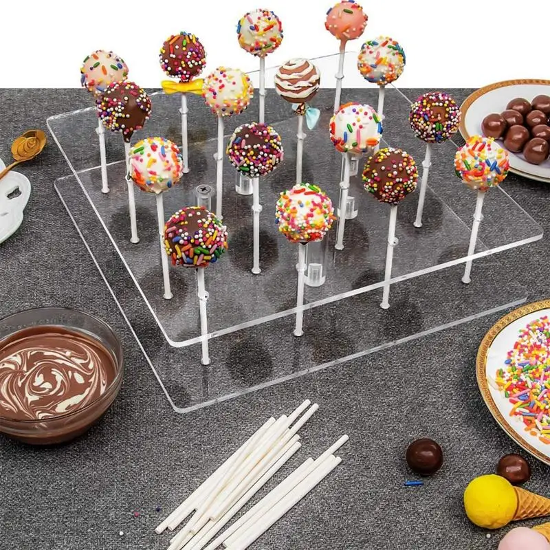 

16 Holes Lollipop Display Stand Acrylic Cake Pop Storage Stand Holder Universal Parties Supplies Rack For Baby Shower Parties
