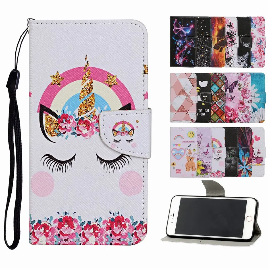 

Cute Flip Painted Phone Wallet For iPhone SE 2020 Coque XR X XS Max 6 6S Plus 7 8 Plus Kids Capa For iPhone 11 Pro Max 2019 O20F