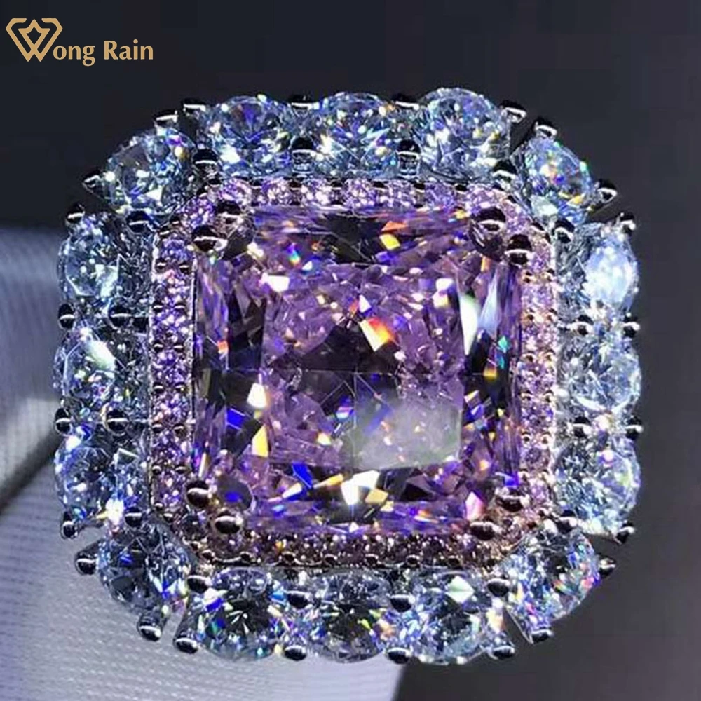 

Wong Rain 925 Sterling Silver VVS 3EX 6CT Crushed Ice Cut Created Moissanite Gemstone Engagement Wedding Ring Fine Jewelry Gifts