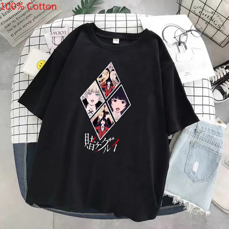 

Japanese anime cartoon Harajuku Kakegurui Yumeko Jabami T-shirt casual punk Harajuku gothic tees short-sleeved neutral clothing