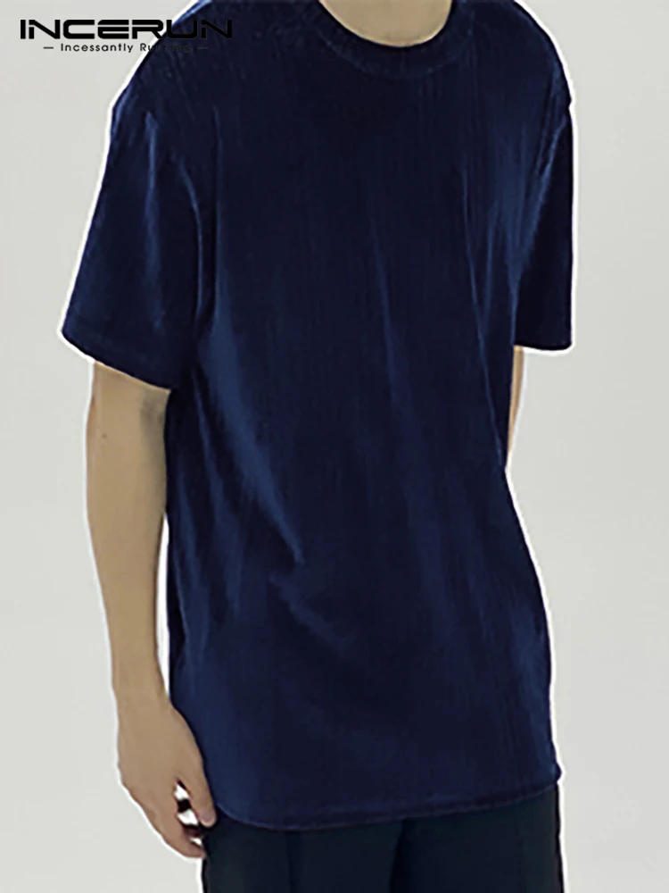 

INCERUN 2022 Men T Shirt Velour Solid Color Round Neck Short Sleeve Streetwear Casual Camiseta Masculina Leisure Tee Tops S-5XL