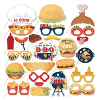 25pcsset outdoor camping barbecue bbq grill picnic birthday party paper photo booth props family bbq party photo take supplies