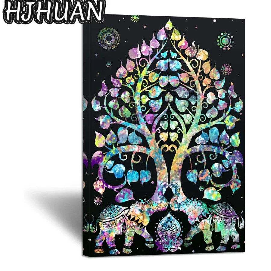 Алмазная 5D картина сделай сам с рисунком животного слон полноформатная круглая