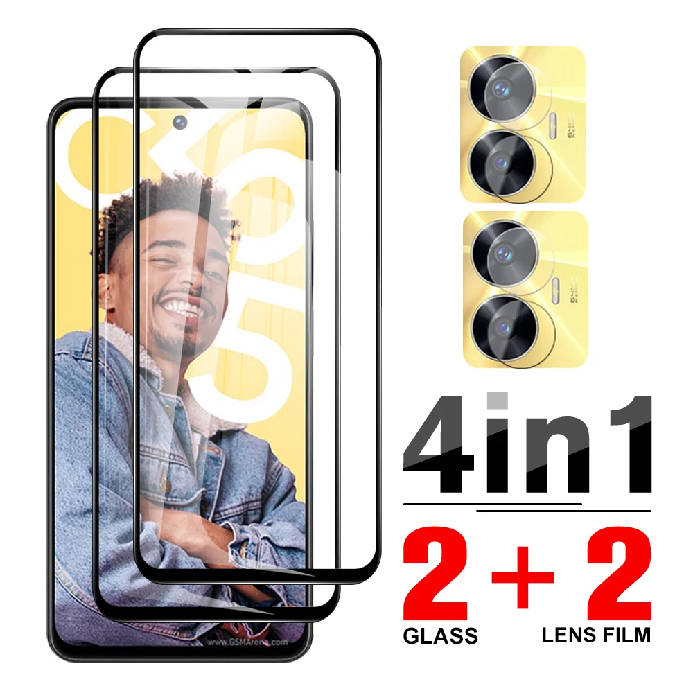 4in1 Full Cover Tempered Glass Case For Realme C55 6.72inch Camera Protector For RealmI c 55 55c realmec55 4G Screen Protection