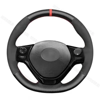 hand sew carbon fiber black suede car steering wheel cover for toyota aygo 2 peugeot 108 citreon c1 2014 2015 2016 2017 2021
