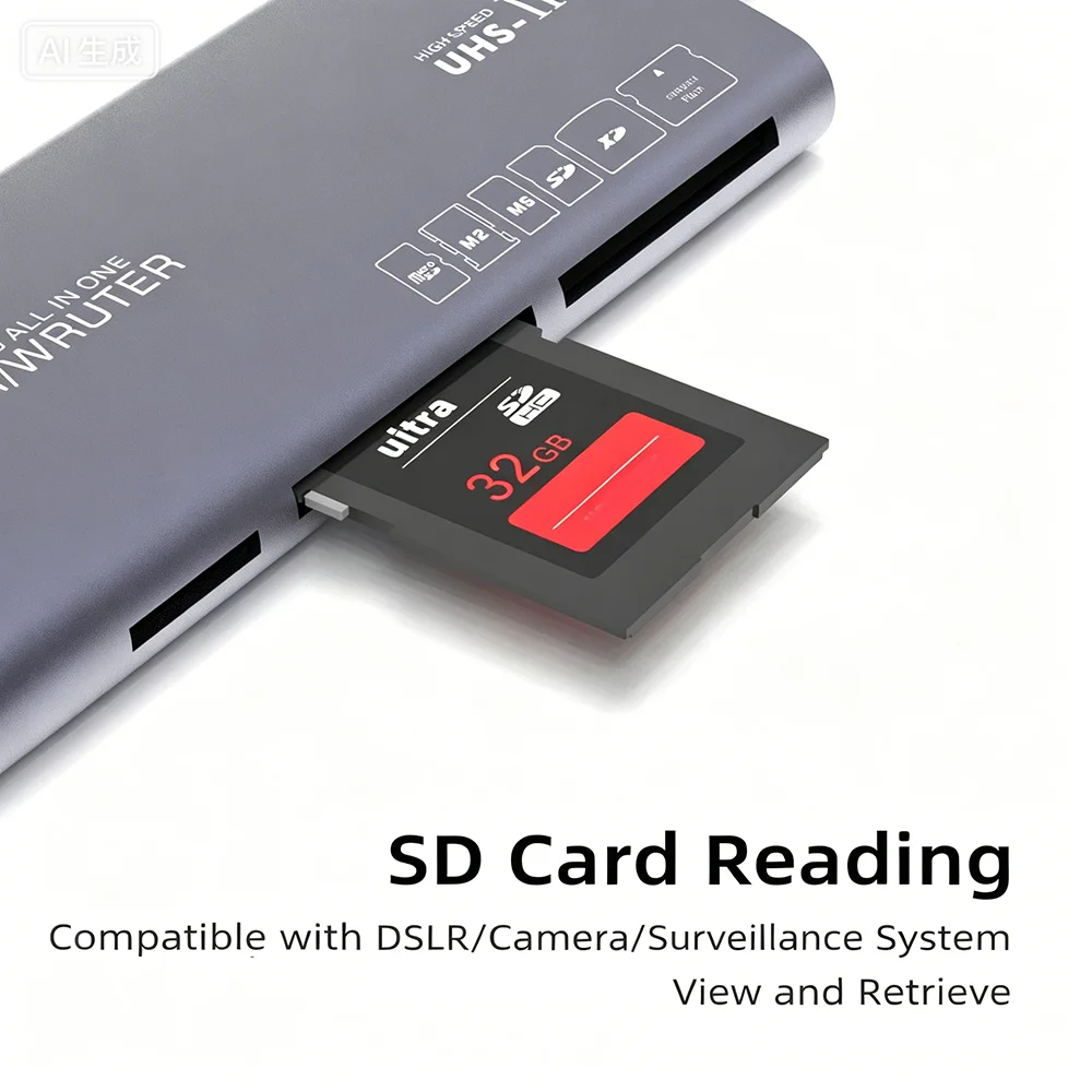 KEBIDUMEI 6-портовый многофункциональный картридер Type-C для SDTFXDCFM2, хаб-ридер для карт памяти, аксессуар для камер и ноутбуков (art.: 3920db1271fac) - 3920db1271fac