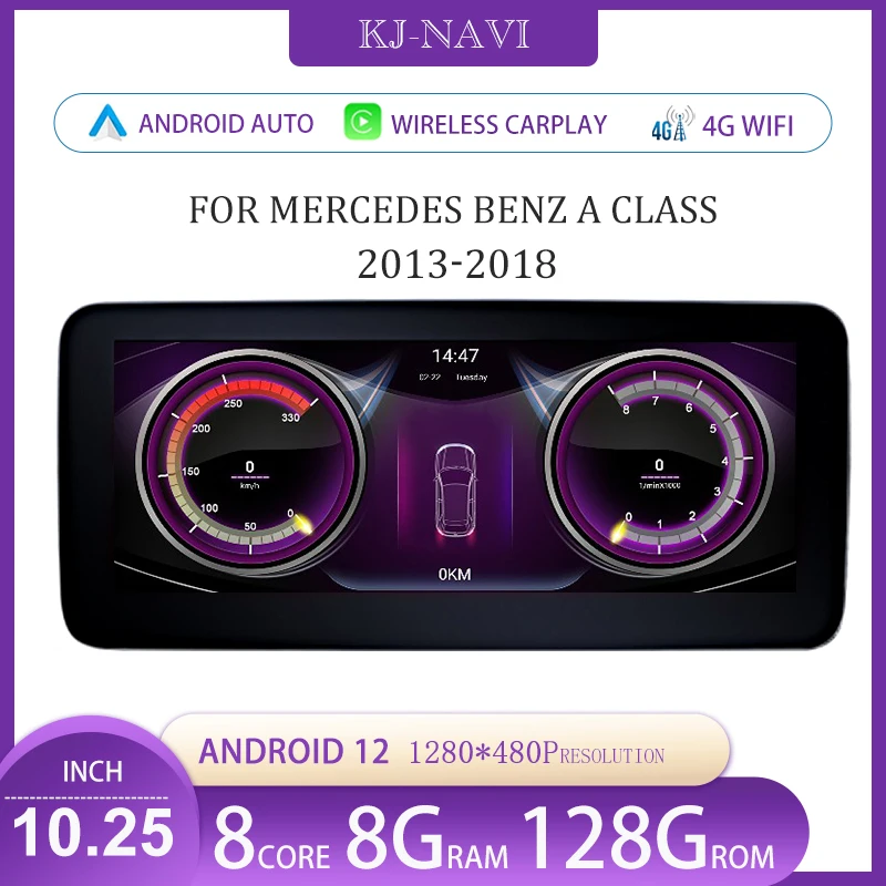 

Android 12.0 10.25'' Car Multimedia Player GPS Radio Stereo Carplay For Mercedes Benz A Class W176/GLA X156/CLA C117 2013-2018