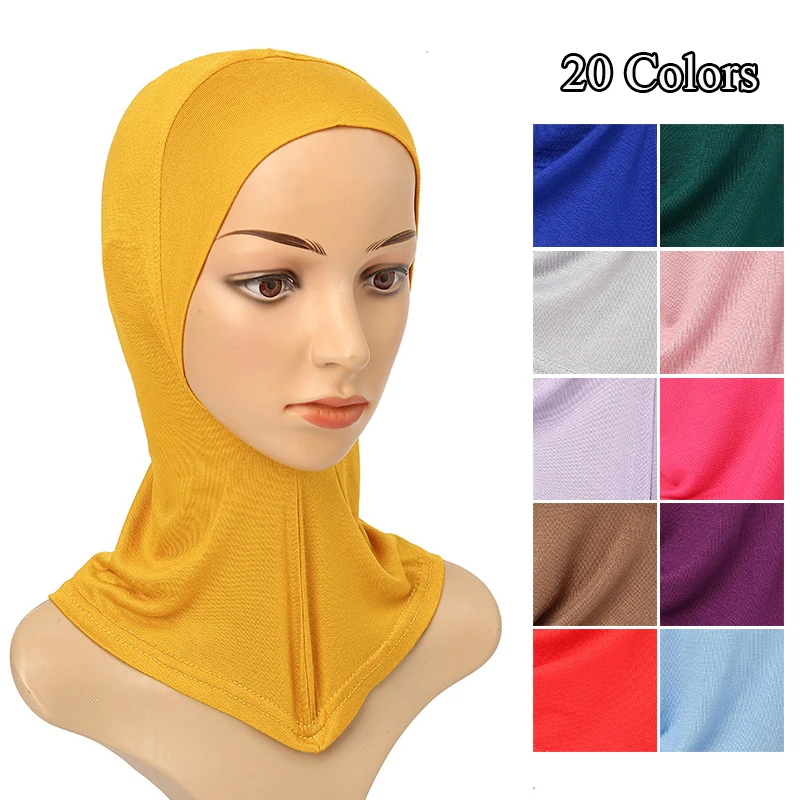 

Modal Solid Color Bottoming Cap Islam Women Hijab Muslim Full Cover Head Wraps Scarf Elastic Turban Caps Turbante Mujer