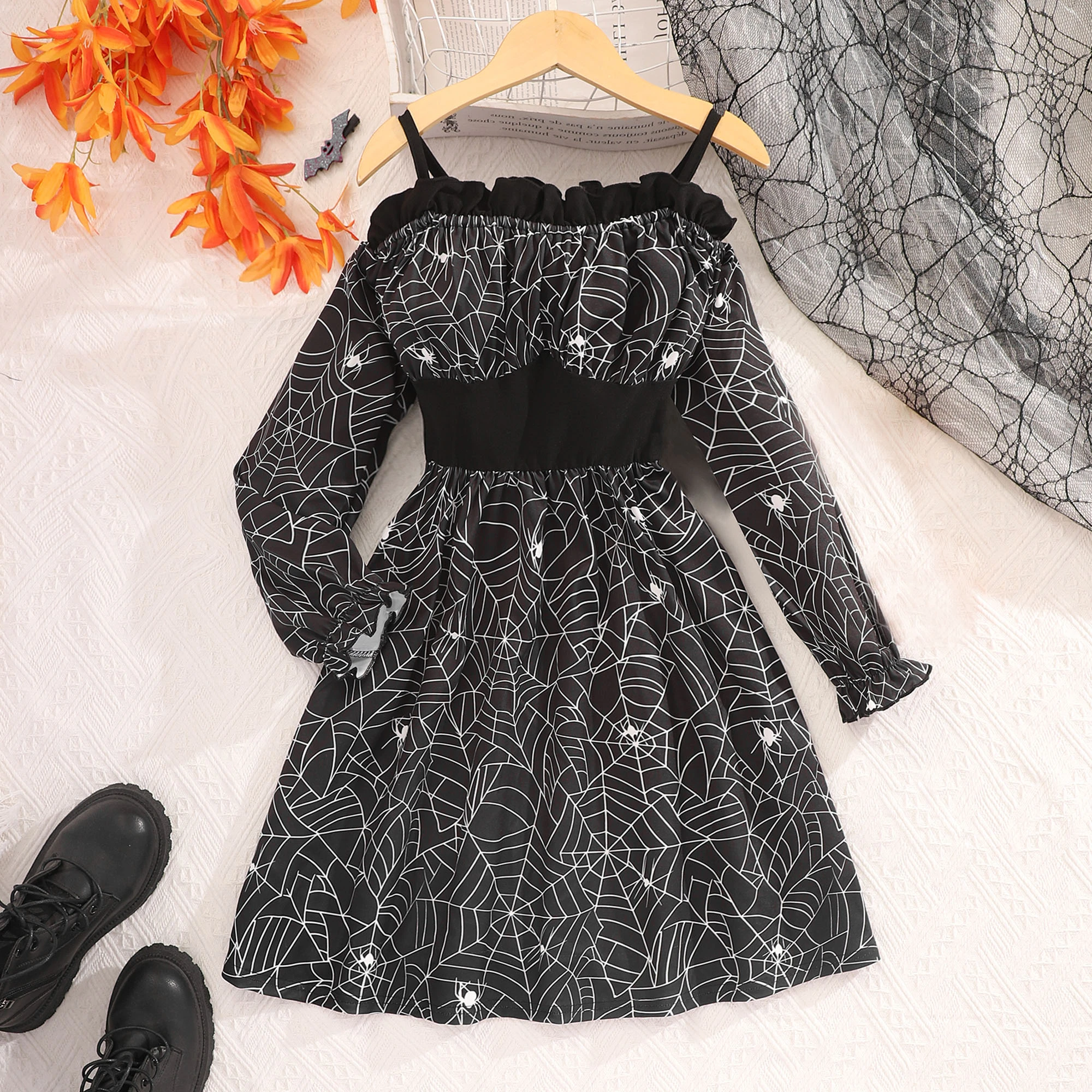 2024 Повседневное Платье С Длинными Рукавами Для Девочек Длиной До Колена Из